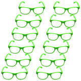 12x Green Party Glasses w/ Clear Lenses – Fun 80s Australia Day Costume Glasses