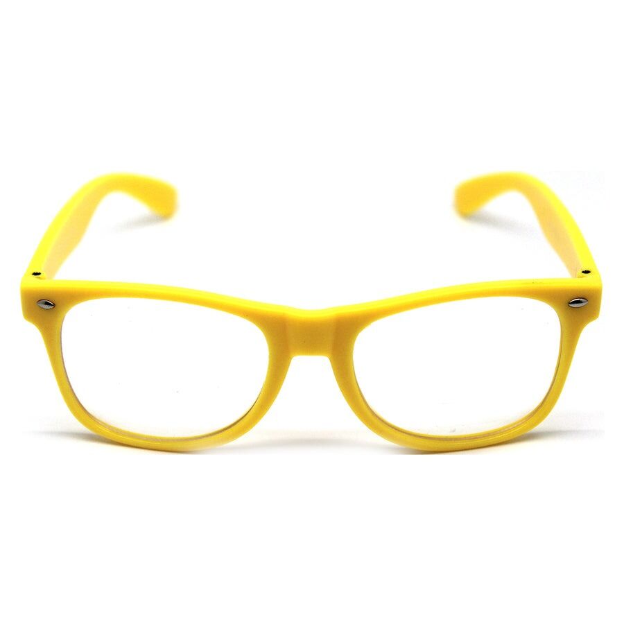 12x Yellow Party Glasses w/ Clear Lenses – Fun 80s Australia Day Costume Glasses