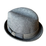 Mens 100% Lana Wool Felt Stingy Brim Trilby Hat w Band in Grey