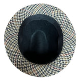 100% Wool Tweed Downbeat Brim Hat with Peacock Feather Trilby 56cm