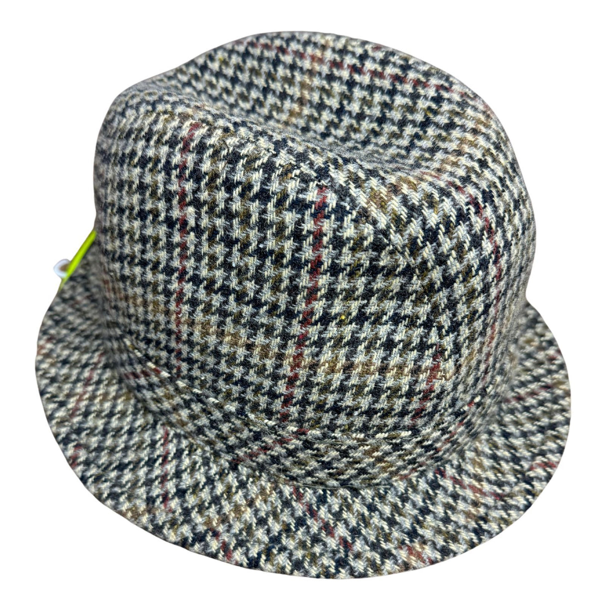 100% Wool Tweed Downbeat Brim Hat with Peacock Feather Trilby 56cm