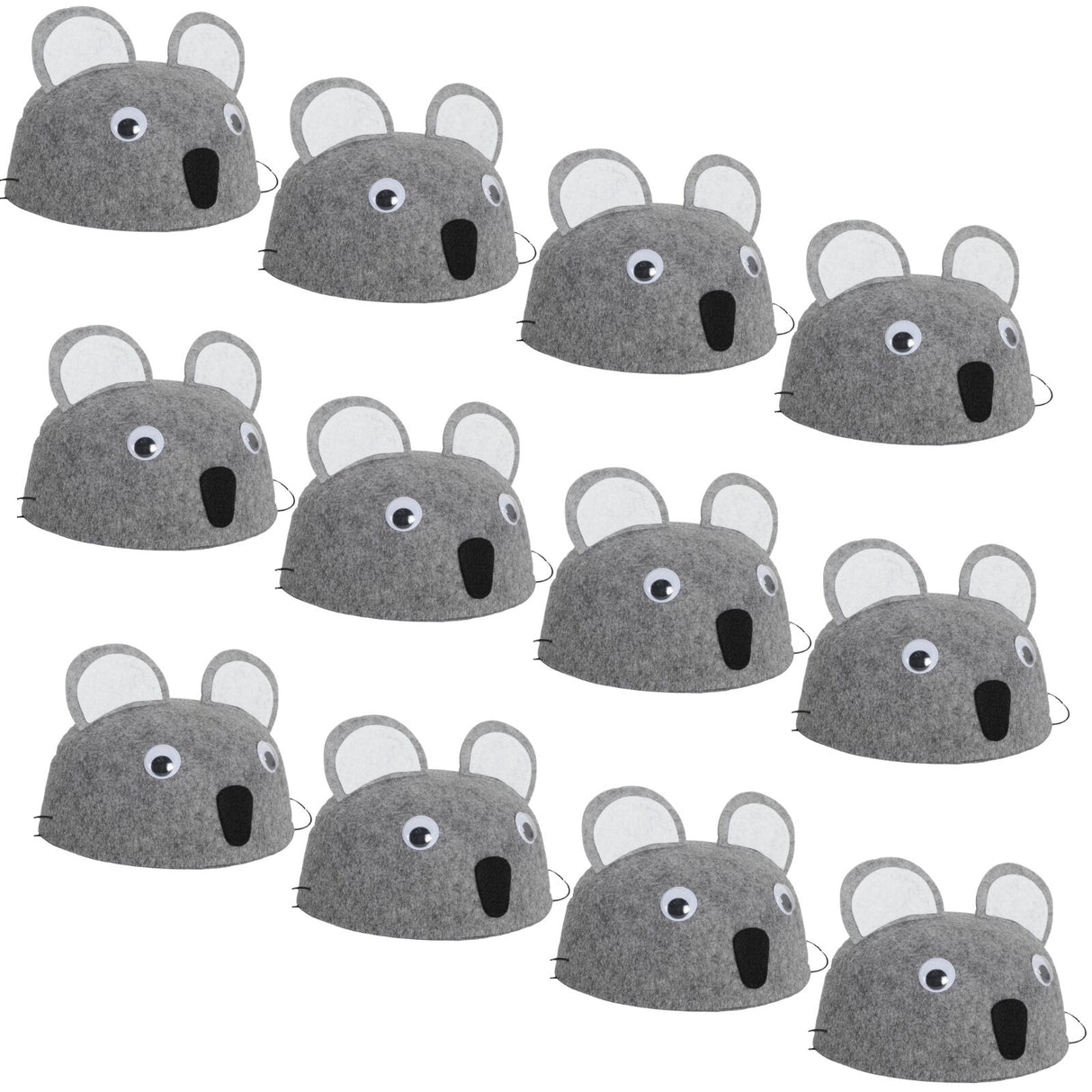 12x 55cm Koala Animal Hat Costume Accessory | Felt | Elastic Chin Strap | Australian Theme