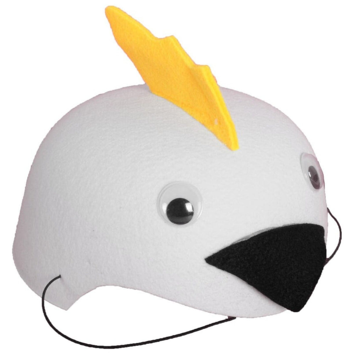 1x 55cm Cockatoo Animal Hat Costume Accessory | Felt | Elastic Chin Strap | Australian Theme