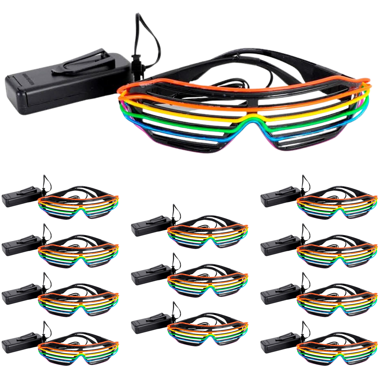 12x LED Light-Up Rainbow Glasses Sunglasses Mardi Gras Gay Pride LGBTQ Party