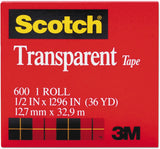 Scotch 3M Transparent Tape 12.7mm x 32.9m - MADE IN USA