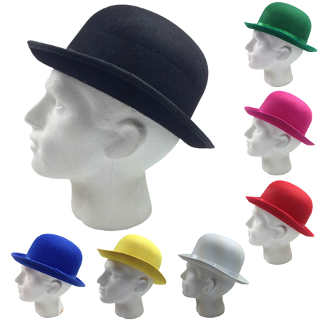 6x BOWLER HAT Party Costume Derby Fancy Dress Dance Halloween Vintage Cap BULK - Blue