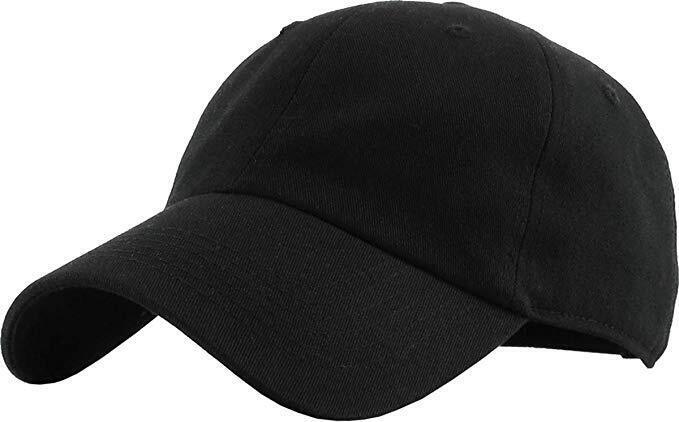 PLAIN BASEBALL CAP Hat Adjustable Blank Party Costume Curved Classic - Black