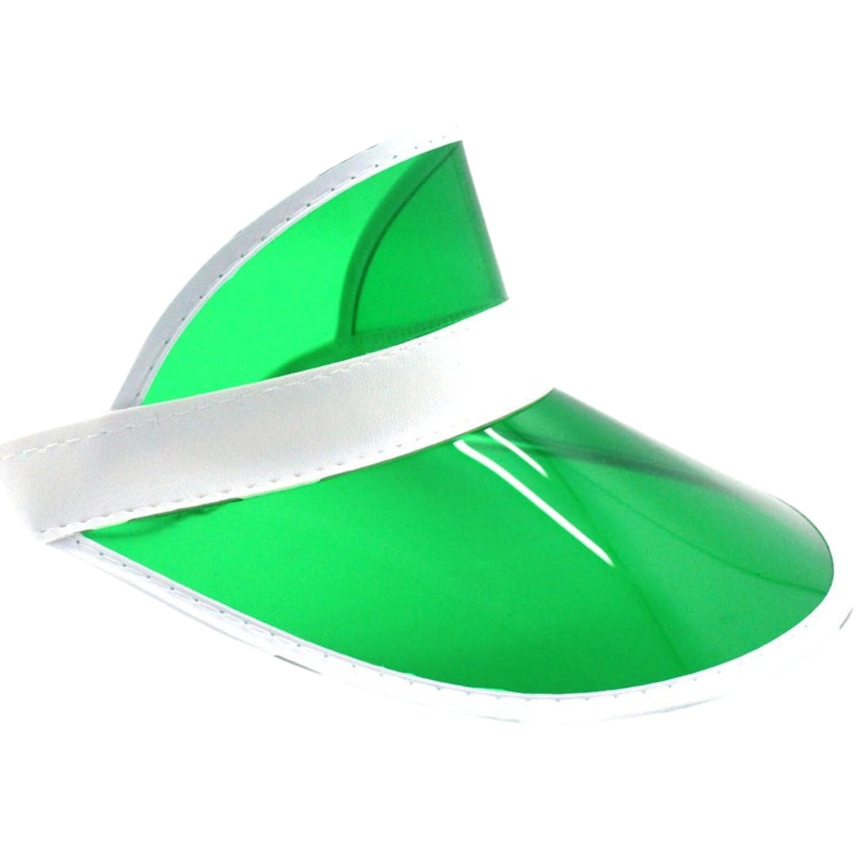 12x Green Perspex Visor with White Rim – Retro 80s Rave Accessory, Adjustable Fit Australia Day