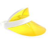 12x Yellow Perspex Visor with White Rim – Retro 80s Rave Accessory, Adjustable Fit Australia Day