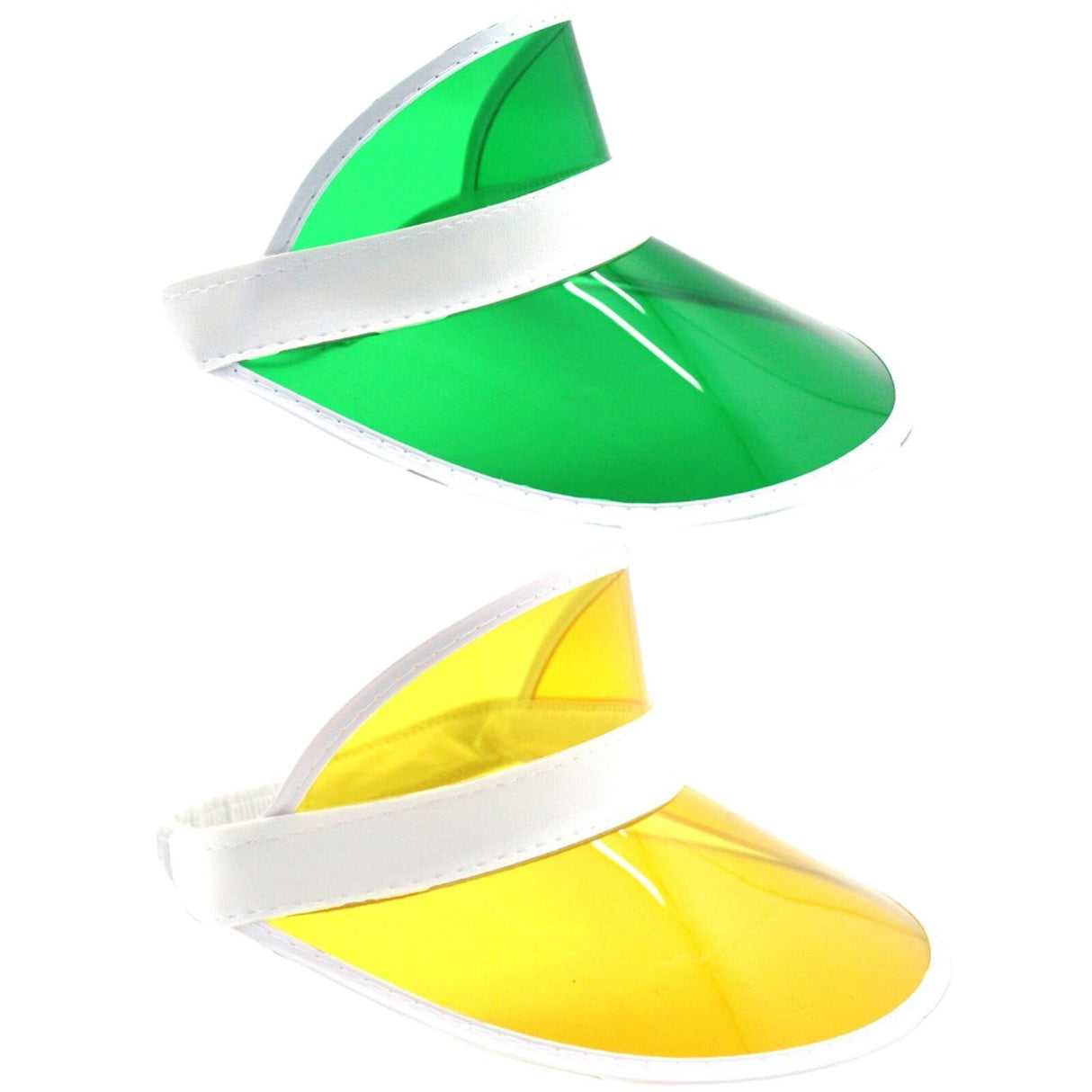 2x Yellow Perspex Visor with White Rim – Retro 80s Rave Accessory, Adjustable Fit Australia Day