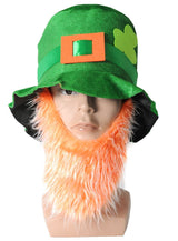 St Patricks Day Green Top Hat w/ Beard Iris Party Dress Up Ireland Halloween Cap