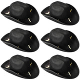 6x Crocodile Dundee-Style Black Cowboy Hat – Adjustable Chin Cord for Outback & Western Themes