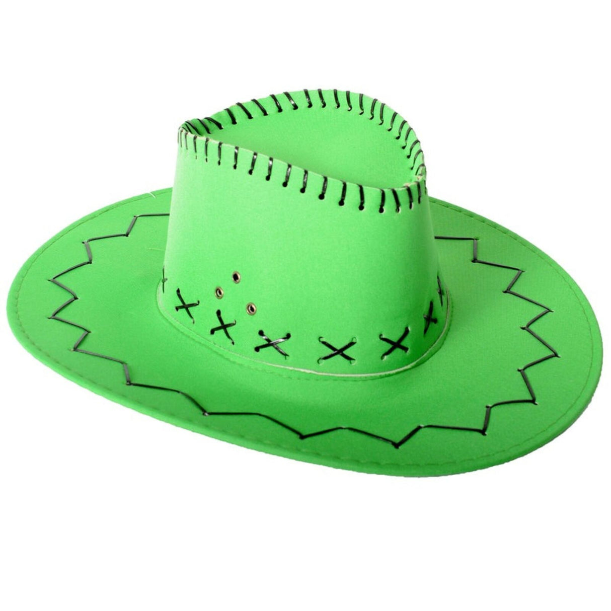 Fluro Green Cowboy Hat with Adjustable Chin Cord – Fun Western-Themed Australia Day