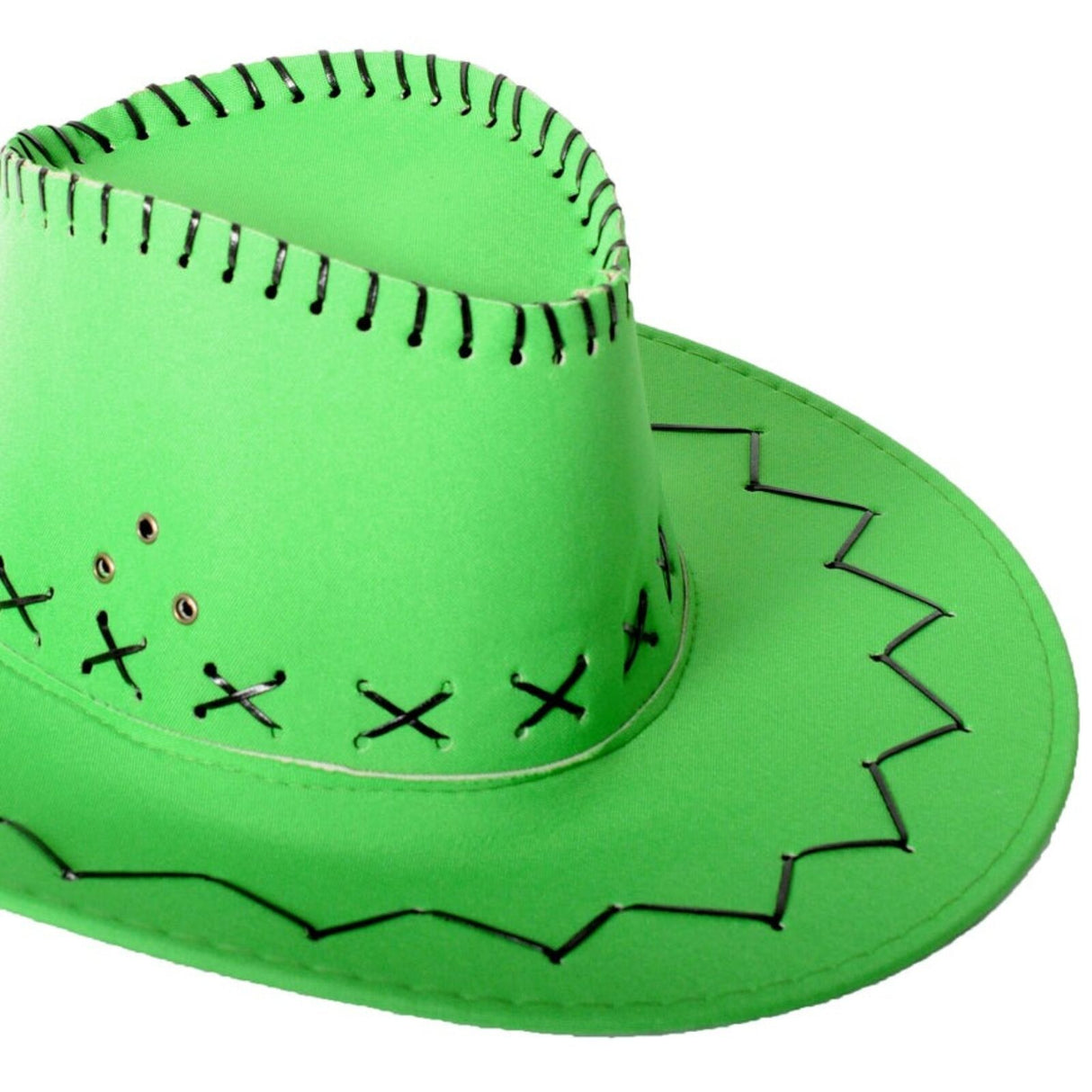 6x Fluro Green Cowboy Hat with Adjustable Chin Cord – Fun Western-Themed Australia Day