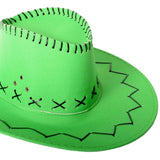 6x Fluro Green Cowboy Hat with Adjustable Chin Cord – Fun Western-Themed Australia Day