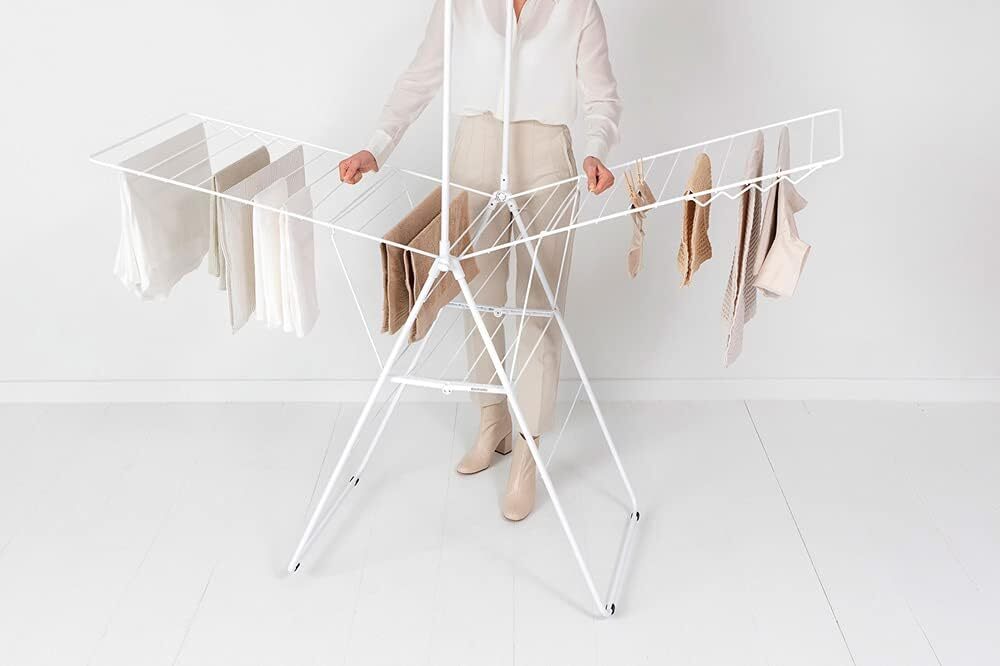 BRABANTIA 25m Hang On Drying Rack in White Drying Airing Rack Clothing Horse Stand