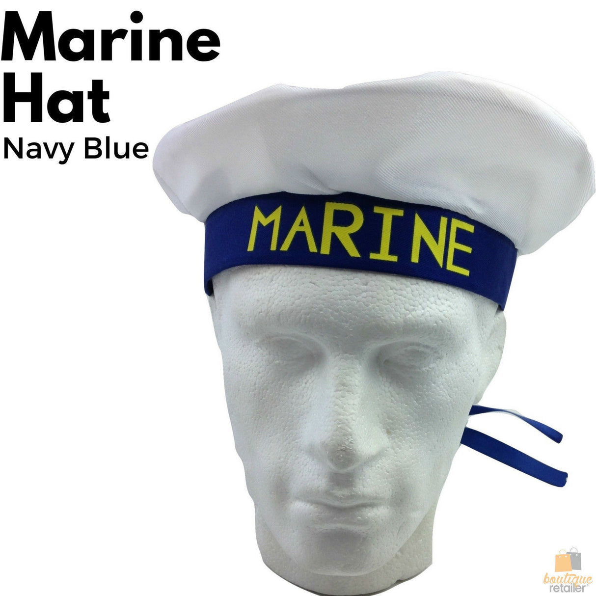 MARINE HAT Cap White NAVY Skipper Sea Fancy Dress Sailor Costume Accessory