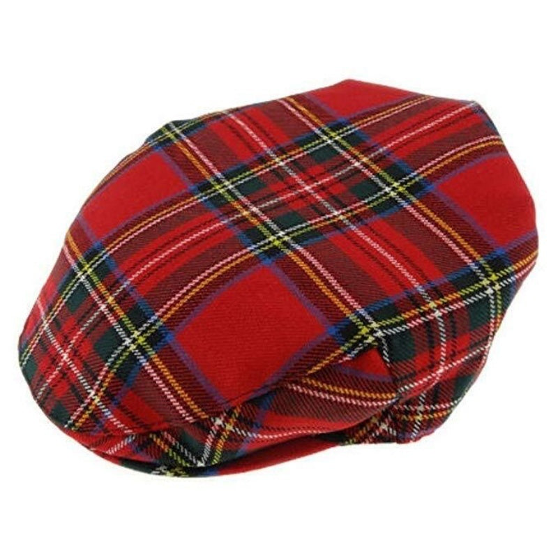 Stratford England Tartan Flat Hat Wool Country Driving Fishing Cap Linney