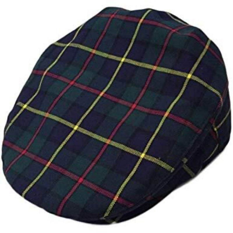 Stratford England Tartan Flat Hat Wool Country Driving Fishing Cap Linney