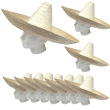 10x Mexican SOMBRERO Beige Fancy Dress Straw Party Costume Hat Cap Spanish BULK