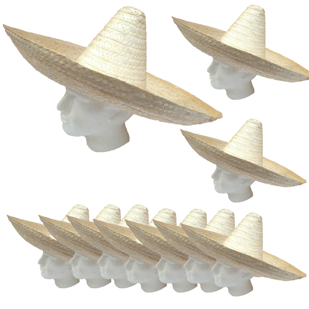 10x Mexican SOMBRERO Beige Fancy Dress Straw Party Costume Hat Cap Spanish BULK