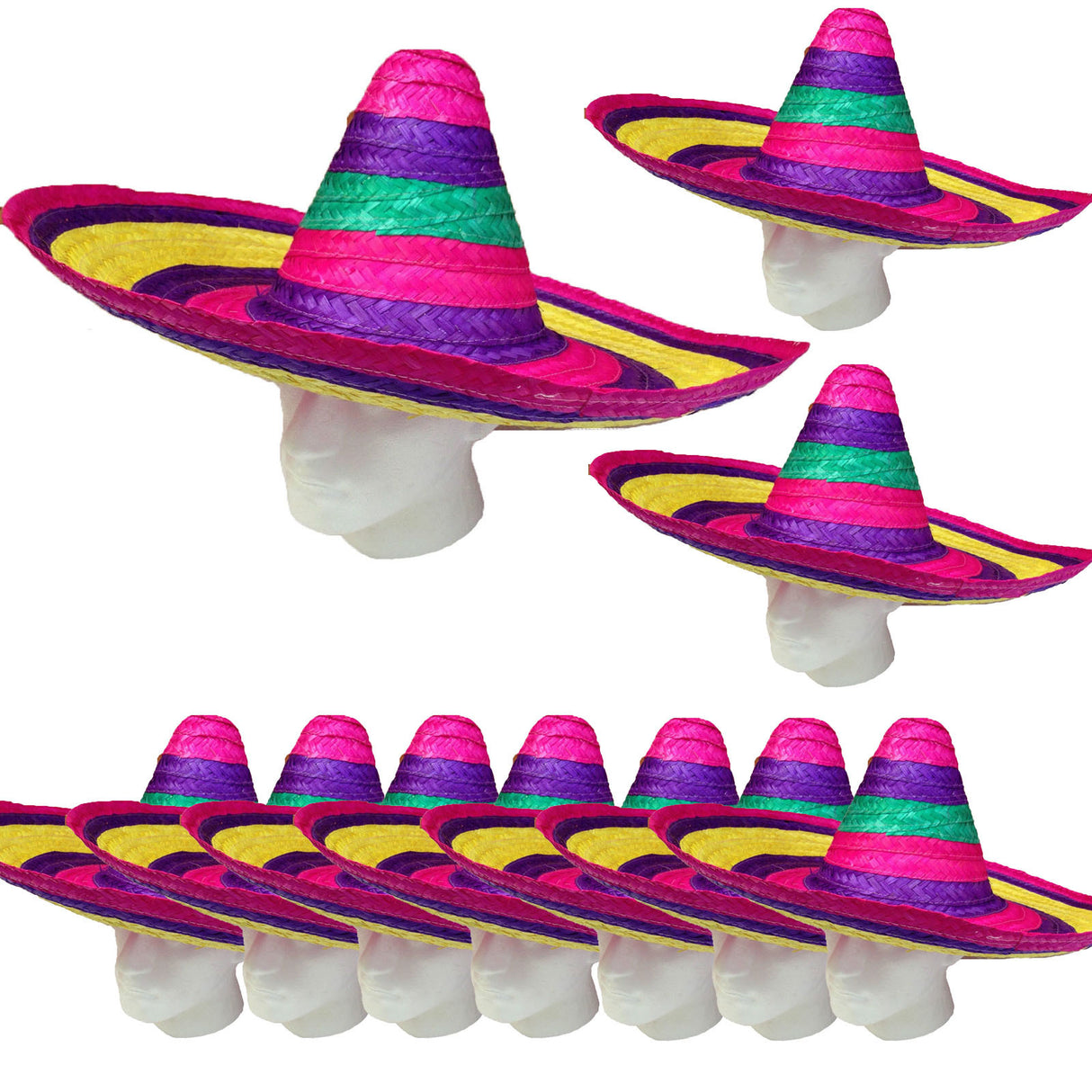 10x Mexican SOMBRERO Fancy Dress Straw Party Costume Hat Cap Spanish BULK