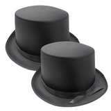 2x SATIN TOP HAT Costume Party Cap Fancy Dress Trilby Fedora One Size - Hot Pink