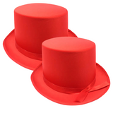 2x SATIN TOP HAT Costume Party Cap Fancy Dress Trilby Fedora One Size - Yellow