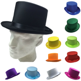 2x SATIN TOP HAT Costume Party Cap Fancy Dress Trilby Fedora One Size - Blue