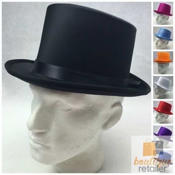 2x SATIN TOP HAT Costume Party Cap Fancy Dress Trilby Fedora One Size - Green