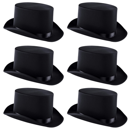 6x SATIN TOP HAT Costume Party Cap Fancy Dress Trilby Fedora One Size BULK - Blue