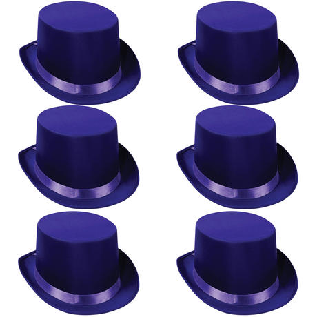 6x SATIN TOP HAT Costume Party Cap Fancy Dress Trilby Fedora One Size BULK - Red