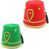 DELUXE TURKISH HAT Red Green Fez Tarboosh Dress Up Costume Party Moroccan - Red