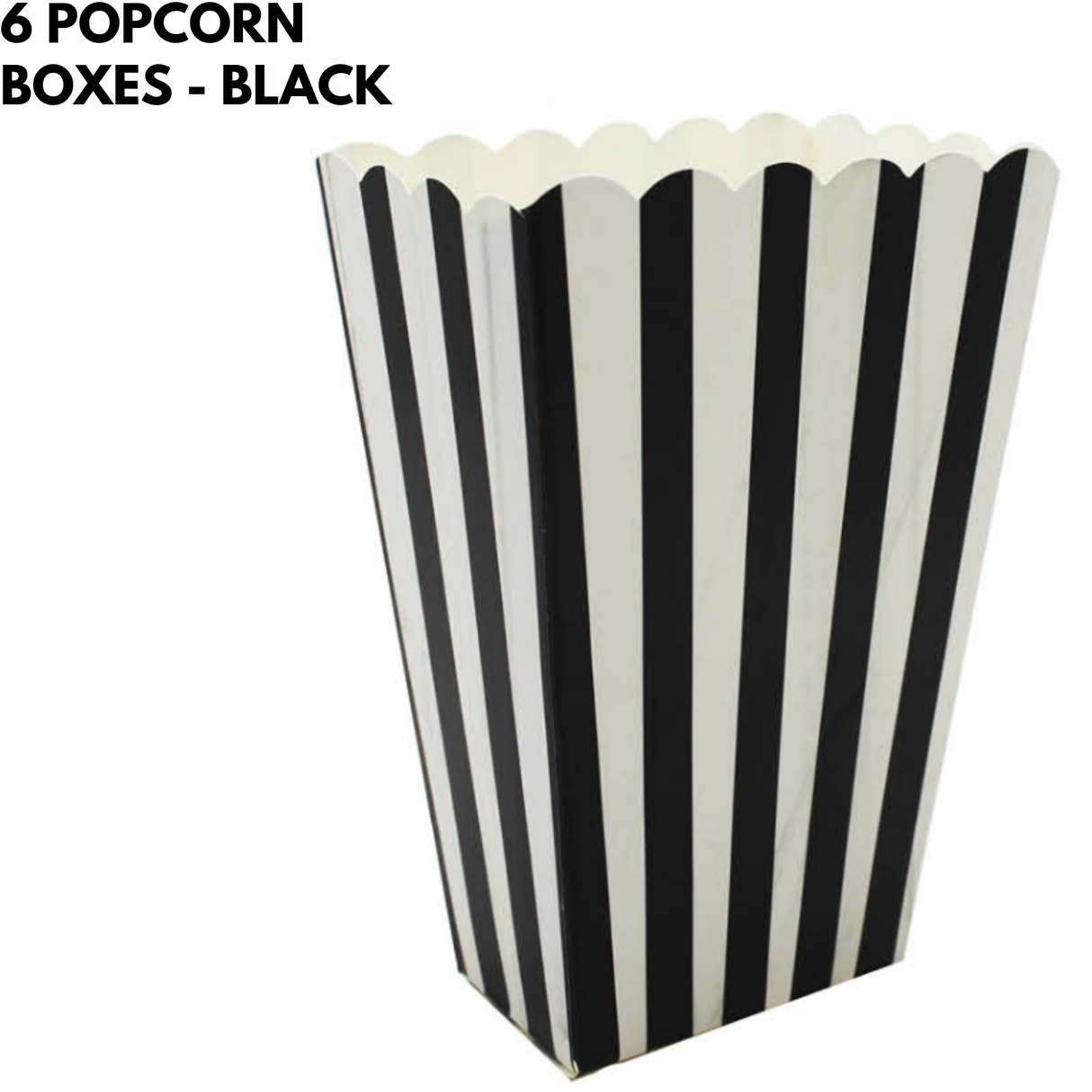 6x POPCORN BOXES Wedding Party Favour Lolly Box Retro Cinema Pop Corn - Black