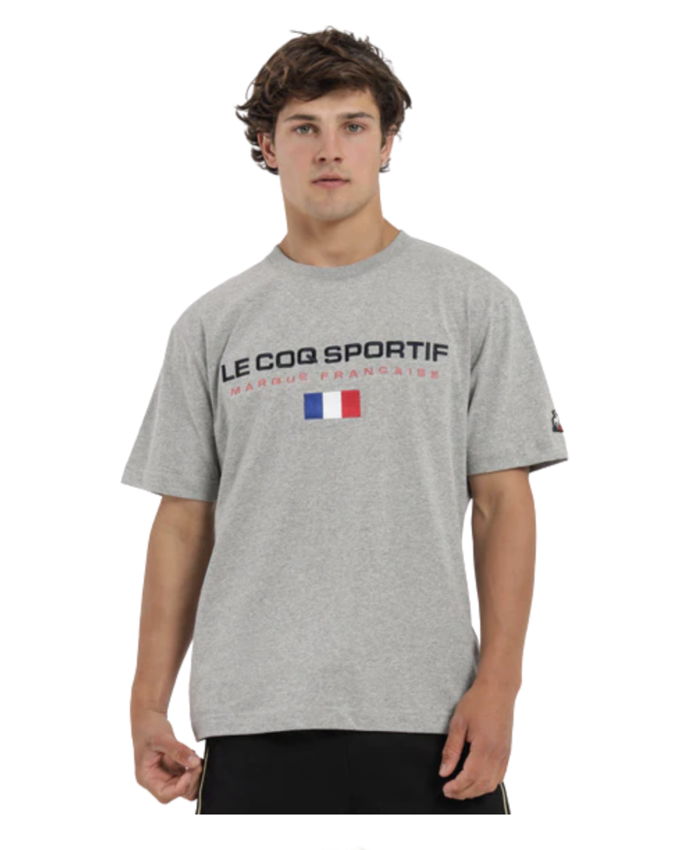 Le Coq Sportif Mens Francaise Tee Top T Shirt - Grey Marle