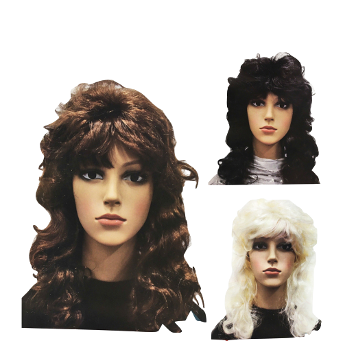 RETRO WIG Curly Long Hair Disco Punk Rock Party Costume 60s 70s 22425