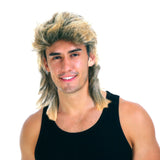 Mullet Wig Hair Costume Party Dress Up 70s 80s Aussie Bogan Rock - Golden Blonde