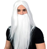 White Wizard Wig and Beard Hair Costume Halloween Merlin Gandalf