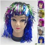 Tinsel Metallic Wig 70s 50s 20s Costume Mens Womens Unisex Disco Fancy Dress Up Blue