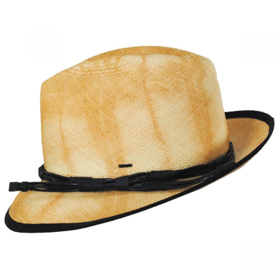 Bailey Mens Clafin Tie Dye Palm Straw Hat Fedora Woven - Tea