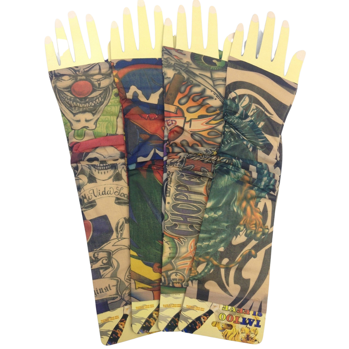 1x TATTOO ARM SLEEVE Fake Stretchy Costume Stocking Fancy Goth Nylon Dress  - Assorted