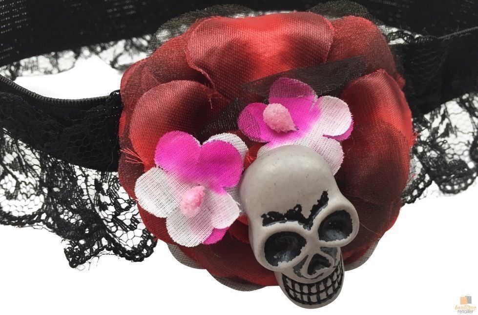 Skull & Rose Leg Garter Skeleton Halloween Costume Party Lace Accessory