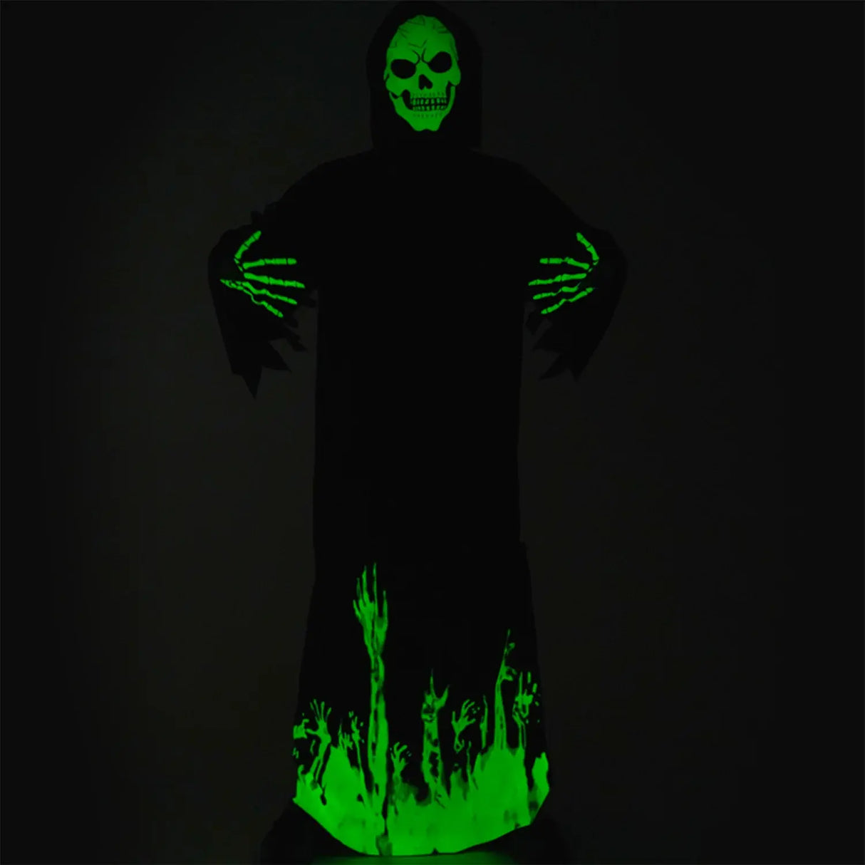 Adult Glow in the Dark Skeleton Reaper Halloween Costume Party Scary