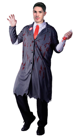 Mens Crazy Zombie Surgeon Costume Doctor Dead Zombie Halloween Lab Party