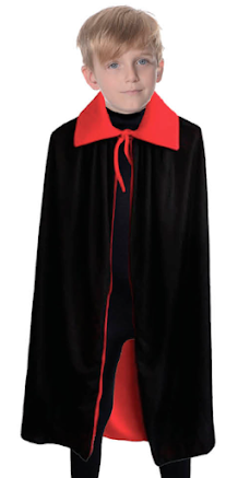 Halloween Kids Fancy Cape Red Black Long Cloak Coat Witch Ghost Vampire Costume