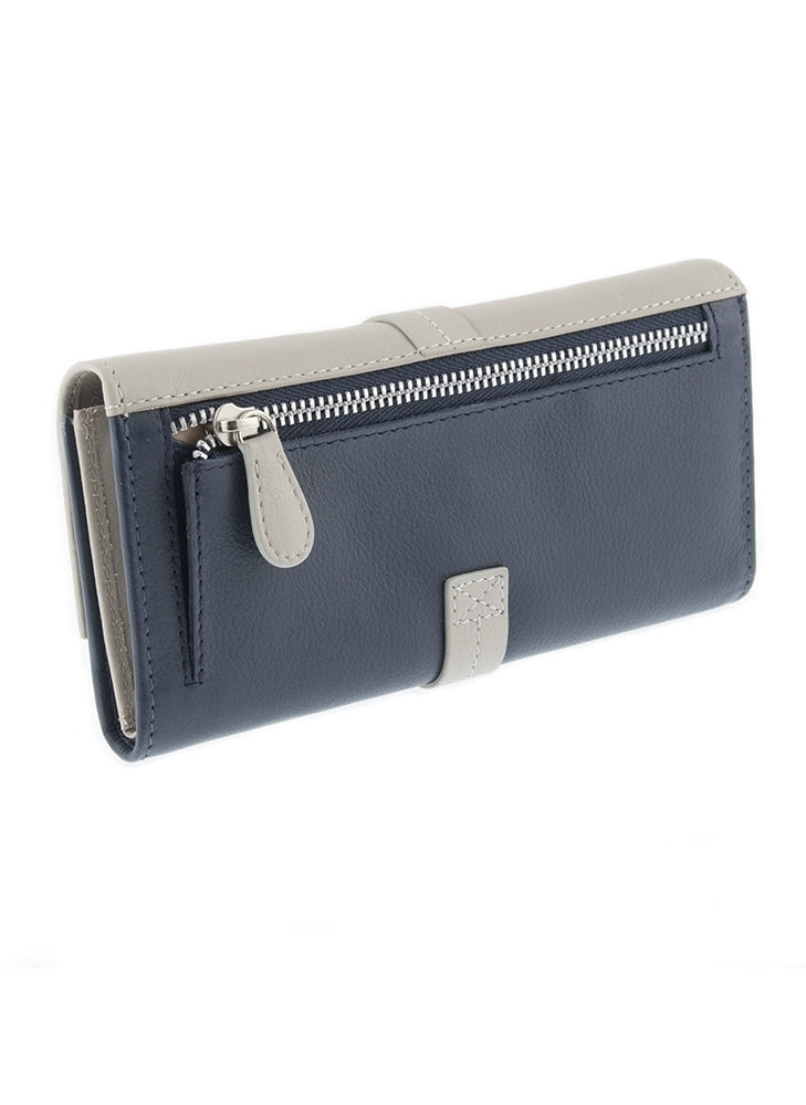 Dents RFID Medium Smooth Leather Block Colour Purse Wallet - Off White/Grey