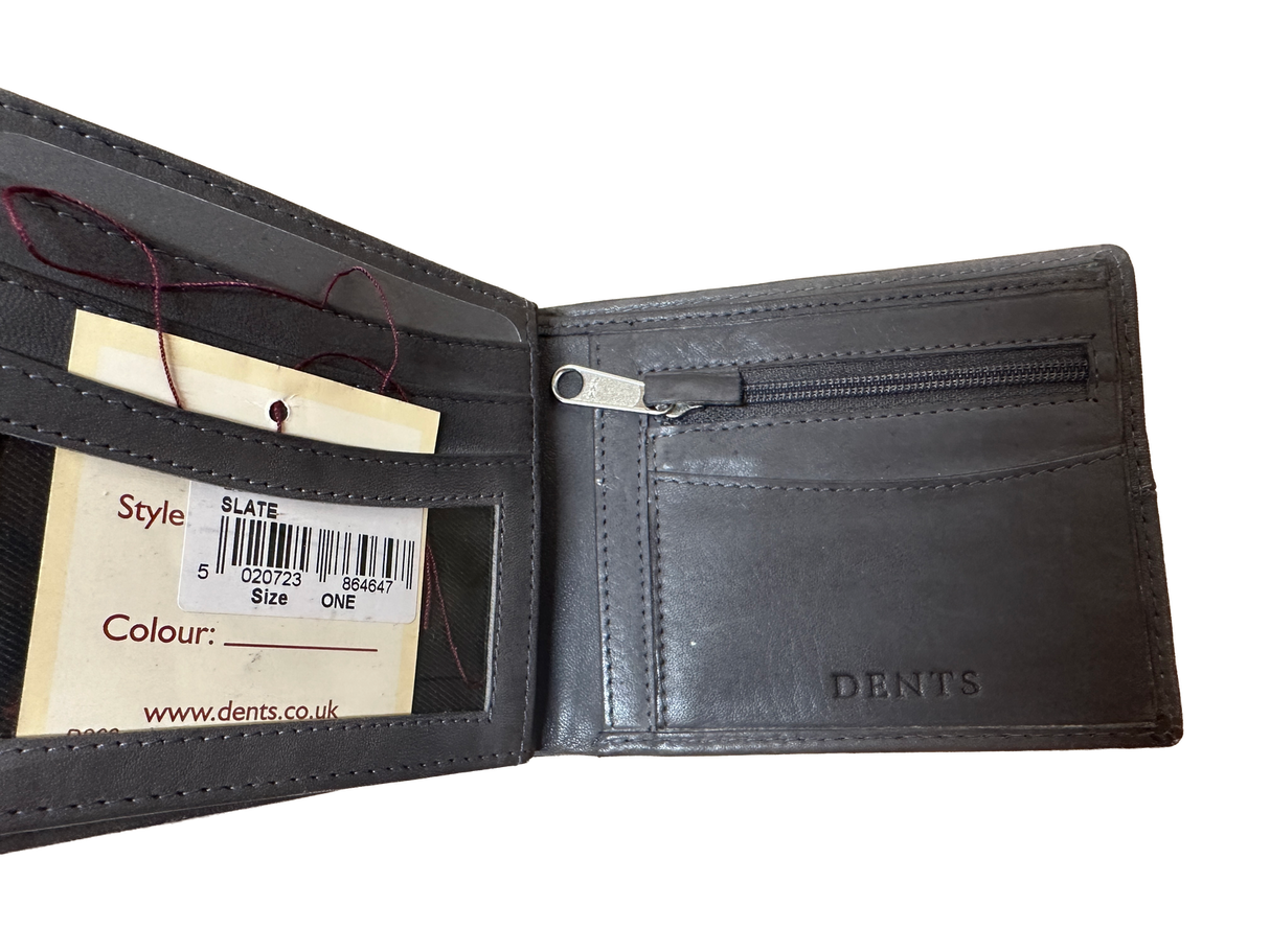 Dents Mens Genuine Leather Wallet with RFID Blocking Protection - Slate