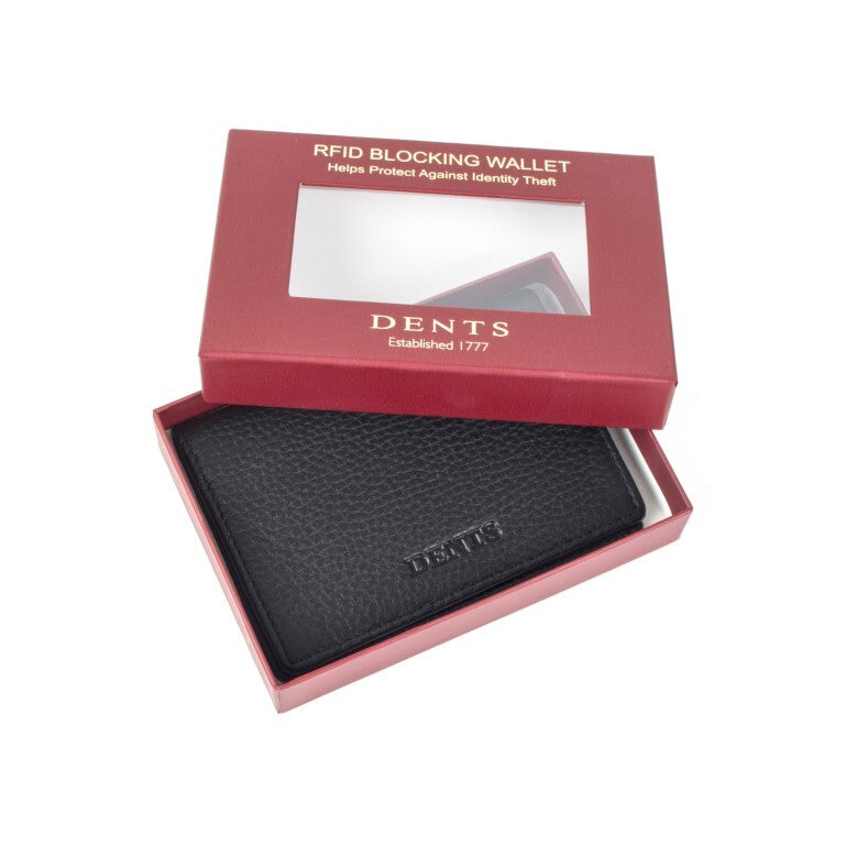 Dents RFID Blocking Pebble Credit Card Holder Bifold Minimalist - Black