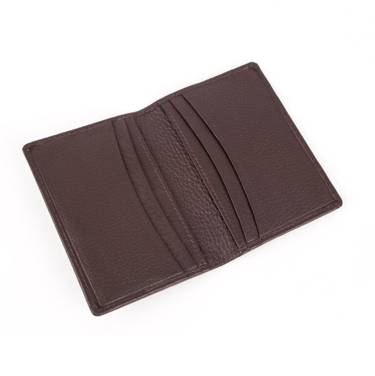 Dents RFID Pebble Grain Leather Credit Card Holder Minimalist - Chocolate