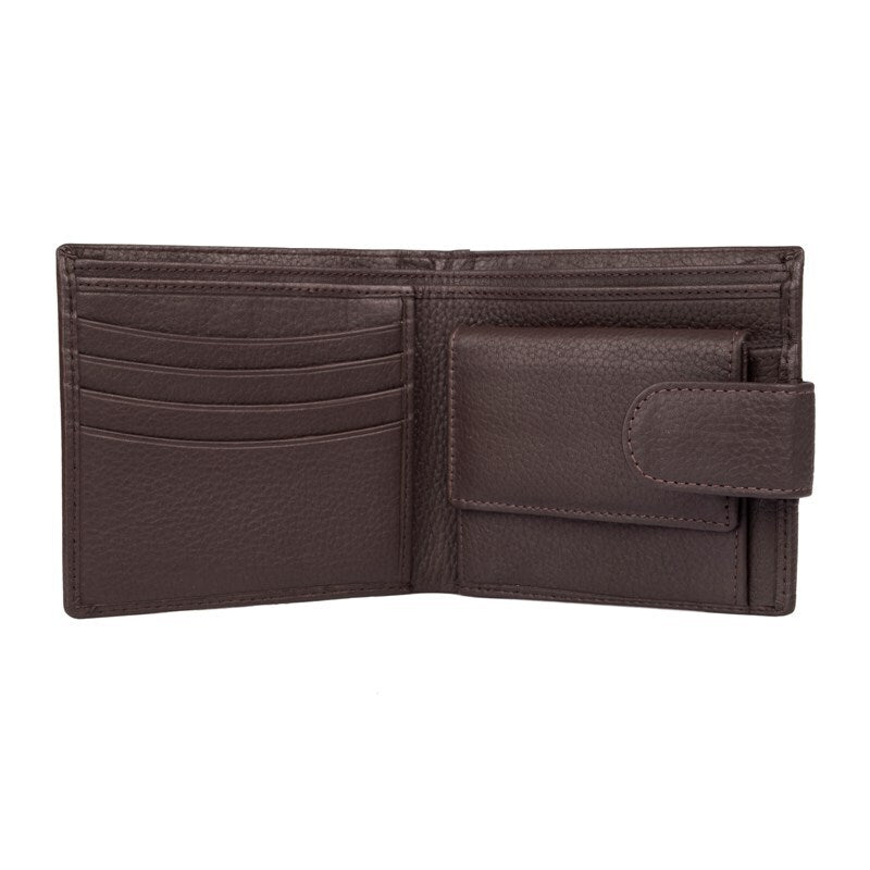 Dents RFID Pebble Grain Billfold Press Stud Wallet - Chocolate